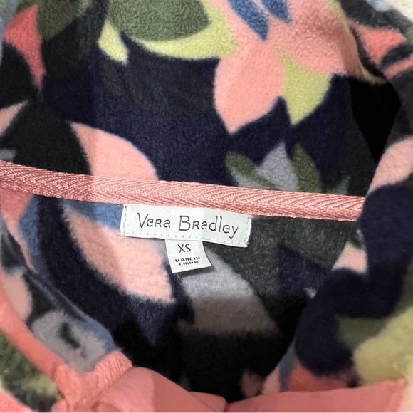 Vera Bradley Women's X Small Snap Collar Fleece Pullover Sweatshirt Pink Navy - Picture 3 of 5